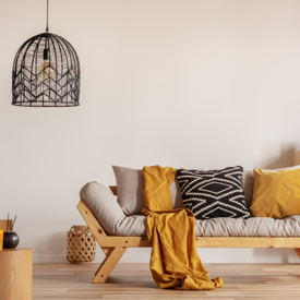 Airbnb Bedroom With Striped Rug 1200X800